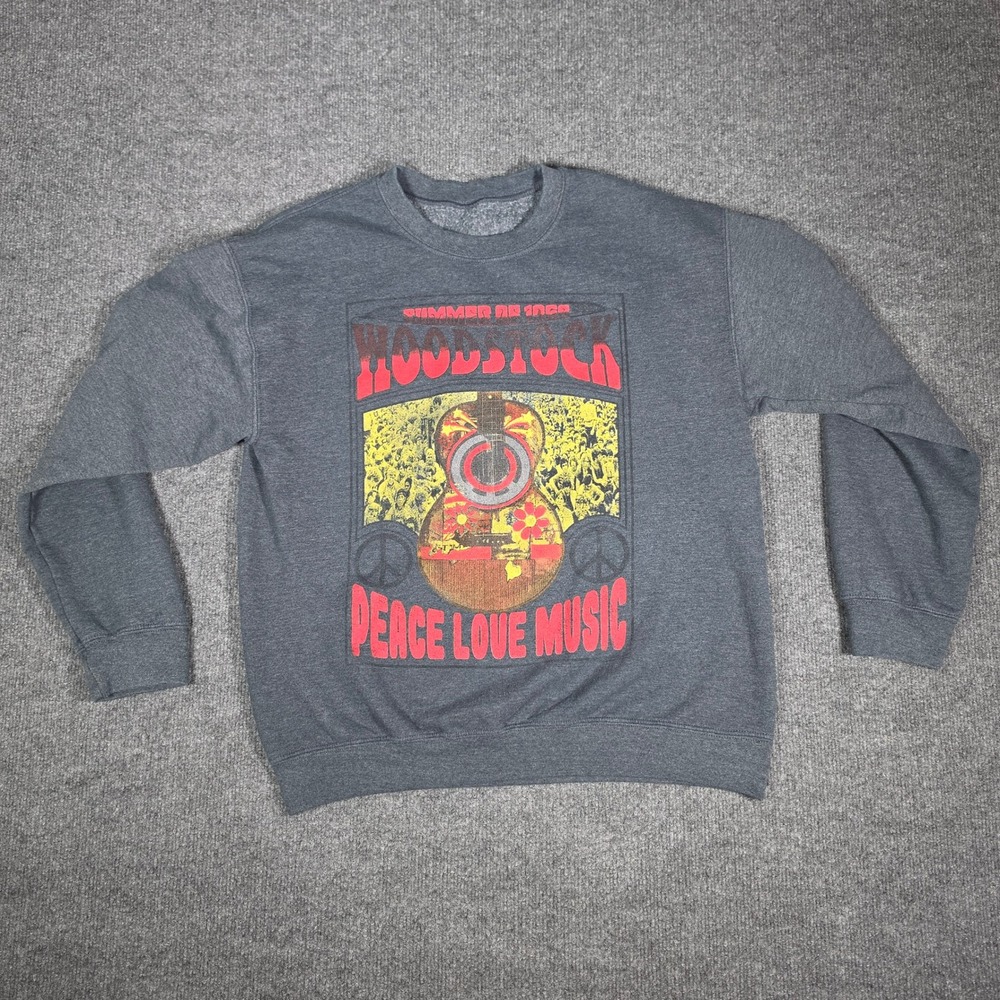 Life Clothing Co Woodstock Summer of 1969 Sweatshirt Gray Peace Love Music Med